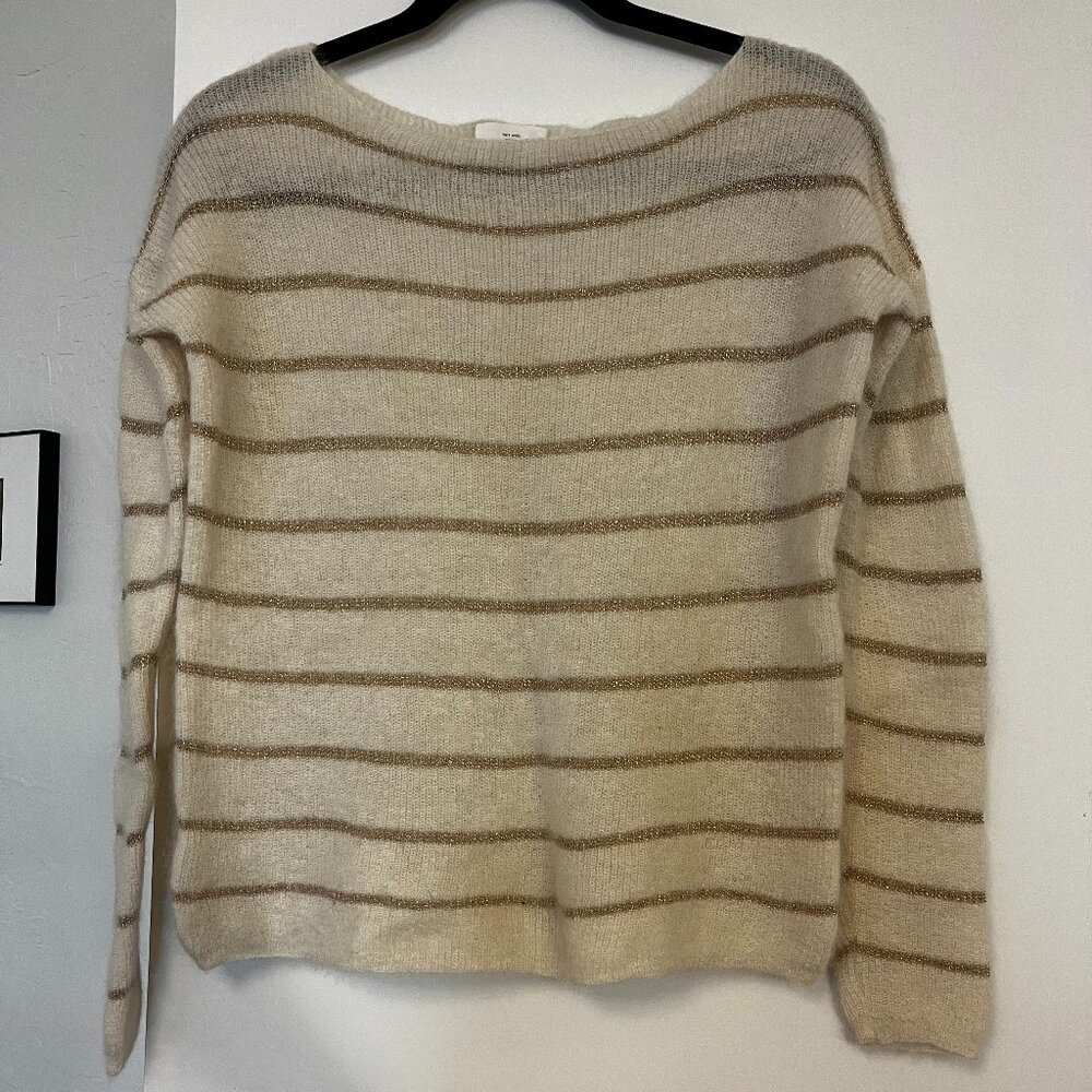 Sezane Cream and Gold Sweater